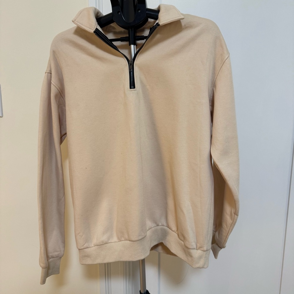 Men's Cream Quarter-Zip Sweater
